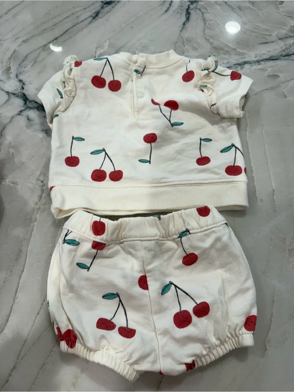 Carter's Cream Two-Piece Cherry Print Top & Shorts